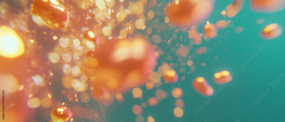 Fototapete energetic particles flow through a translucent blockchain in a vibrant abstract backdrop