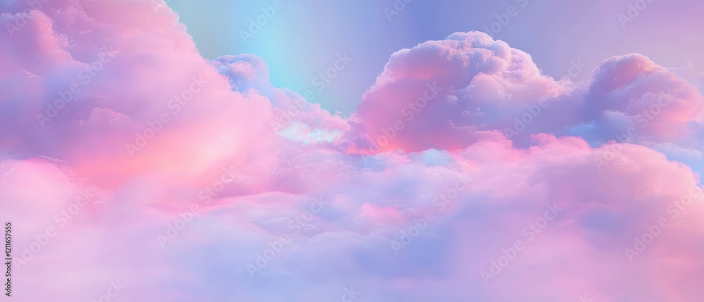 Poster pastel holographic clouds create a tranquil and dreamy abstract space