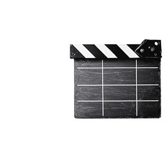 Fototapeta premium Classic black movie clapperboard isolated on transparent background.