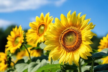 Fototapeta premium Vibrant Sunflowers in a Summer Field