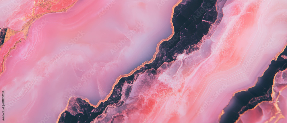 Poster creative design featuring pink onyx with geometric patterns for branding purposes
