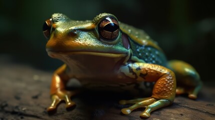 Fototapeta premium Close-up of a Vibrant Green Frog