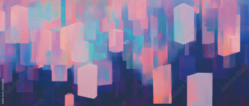 Aufkleber Pixelated blockchain blocks creating an abstract digital art background