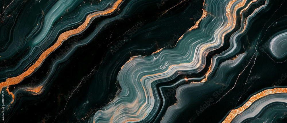 Poster elegant design featuring polished onyx with shiny accents and a clear center space