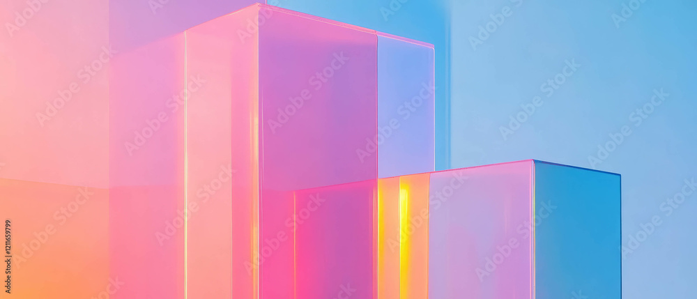 Aufkleber Dynamic rainbow shapes create an abstract modern art composition