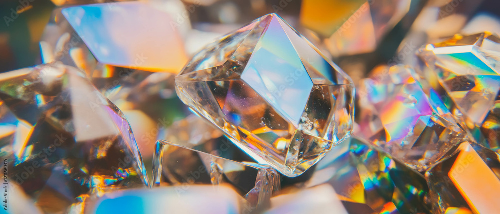 Poster sparkling rainbow gemstones create a luxurious and vibrant abstract background