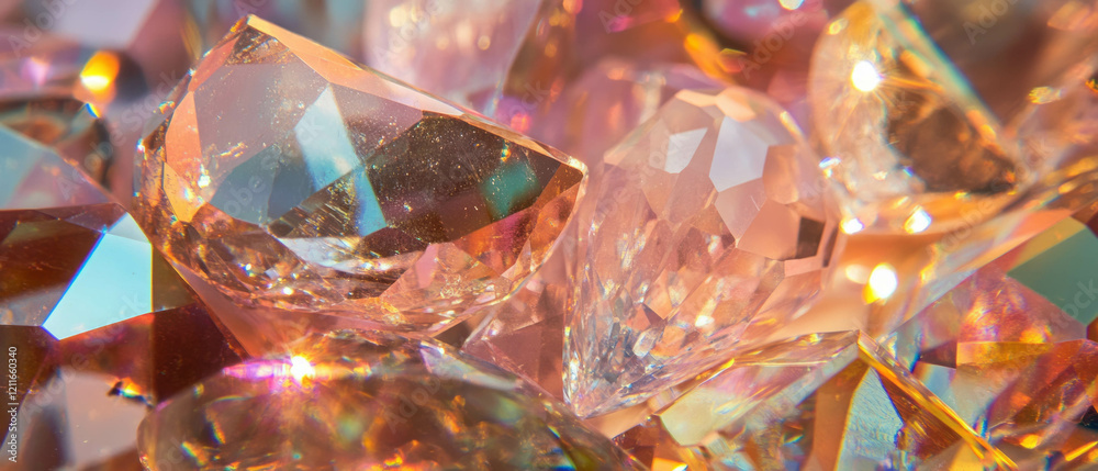 Aufkleber colorful gemstones sparkle with a luxurious abstract background of facets and reflections