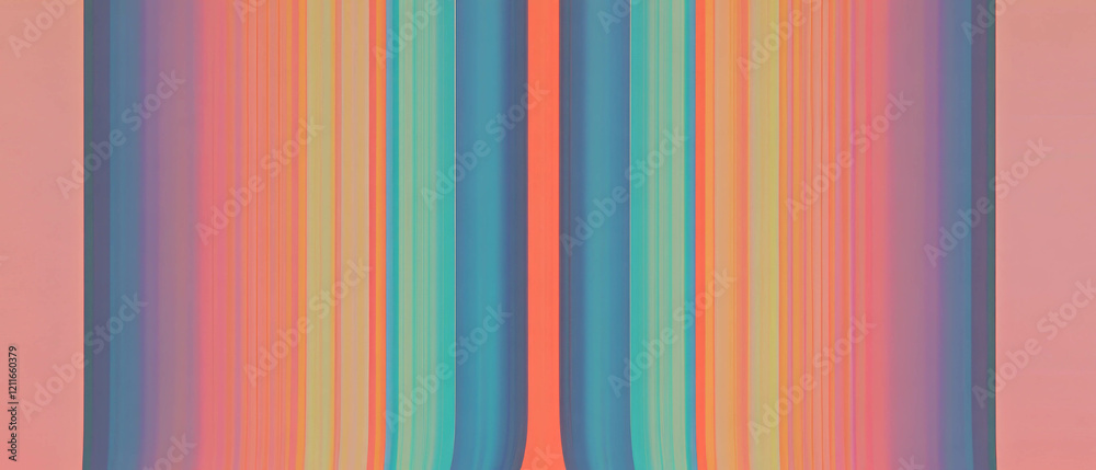Poster Vibrant optical illusion with rainbow colored geometric patterns in abstract design