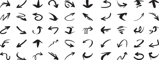 Flat arrow vector, diverse direction vector illustration, navigation, pointing symbols, black arrows