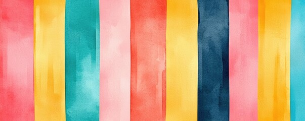 Obraz premium Striped watercolor idea. A vibrant abstract pattern featuring colorful vertical stripes on a soft background.