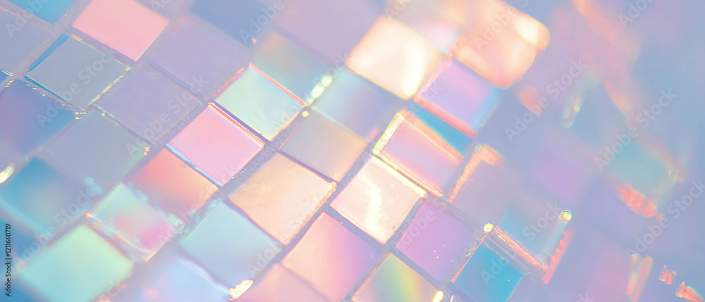 Leinwandbilder Rainbow mosaic tiles create dynamic abstract geometric patterns in vibrant colors