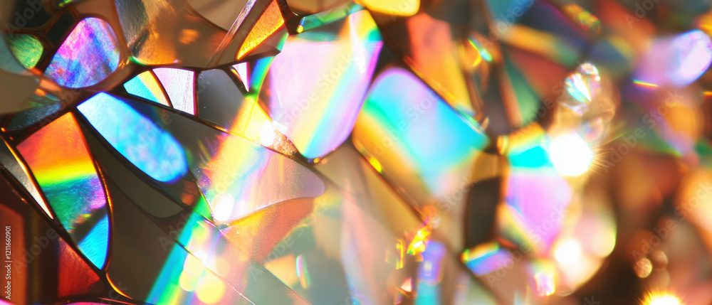 Aufkleber vibrant rainbow stained glass patterns create an intricate abstract background