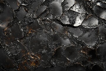 A high-detail texture of coal, showcasing rugged patterns, reflective highlights, and rich black tones, perfect for a raw industrial vibe.