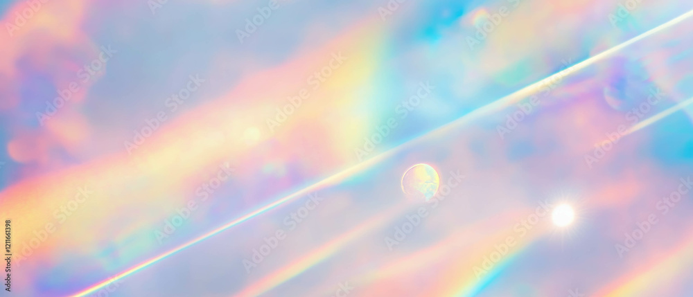 Poster vibrant rainbow holographic light design with an empty center for creative use