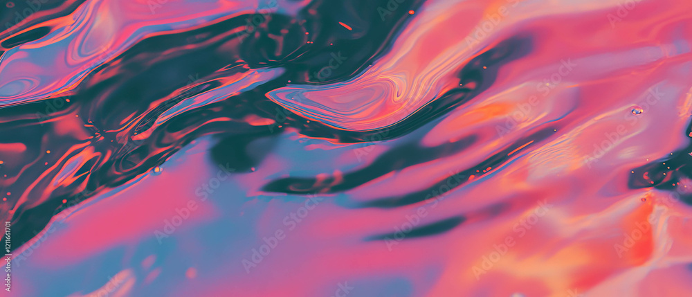 Poster Ripples in vibrant hues create a mesmerizing abstract pattern on turbulent water
