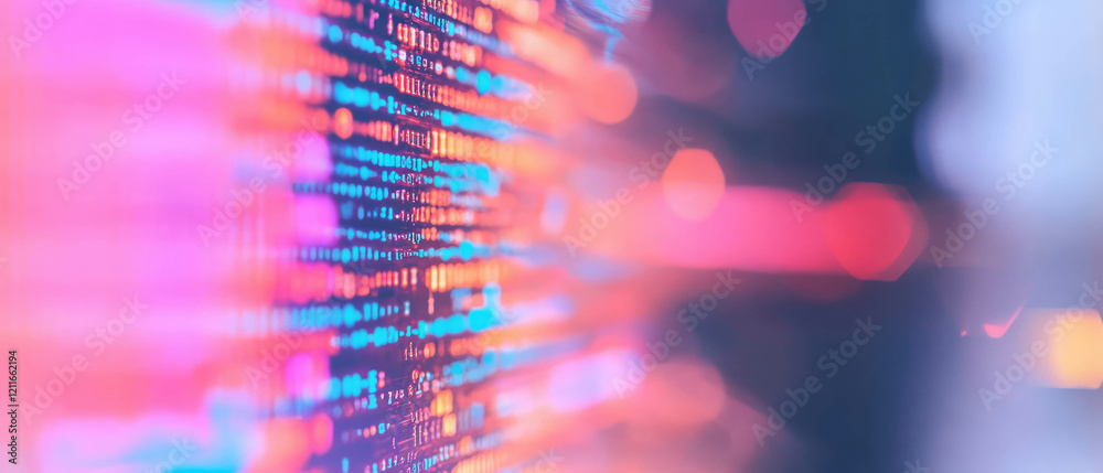 Poster Ripples of light and code showcasing digital innovation in software development