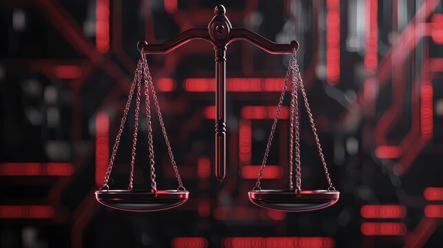 Fake news and Misinformation Media Concept, Conceptual Representation of Media Bias through Scales of Justice on a Futuristic Background