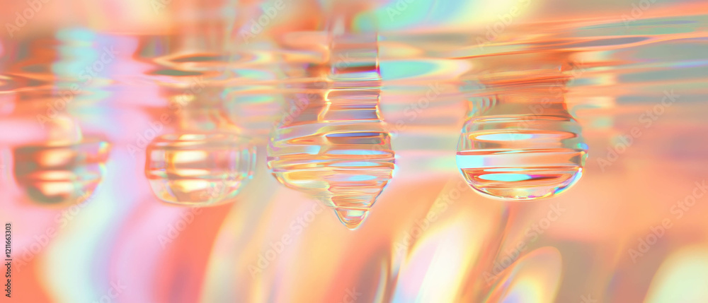 Poster Ripples of light create unique geometric patterns in modern digital art