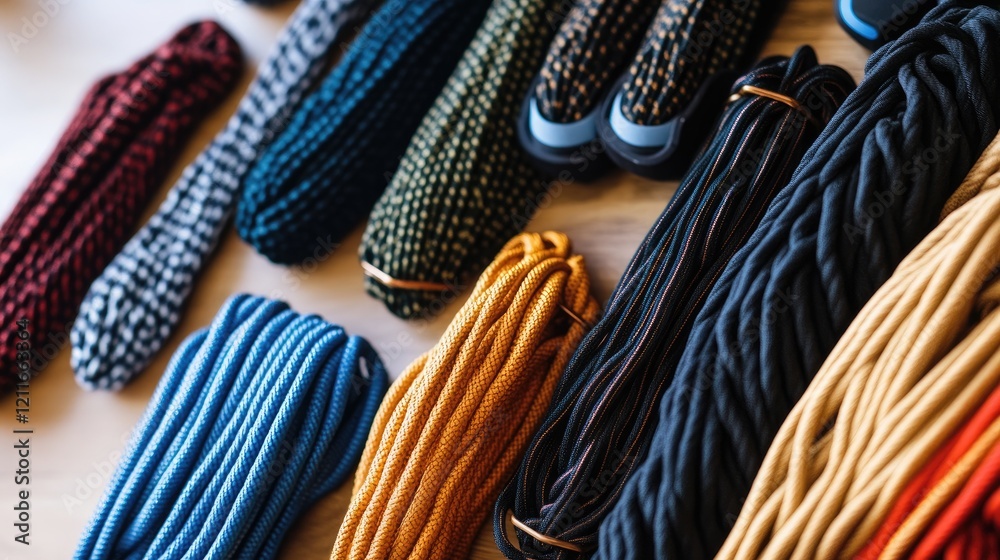 Aufkleber A neatly arranged length of strong cord, perfect for various tasks like binding or securing items.