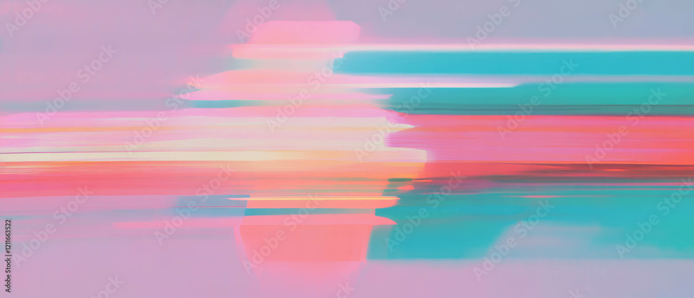 Poster Digital ripples create abstract textures in shifting pixel patterns and vibrant hues