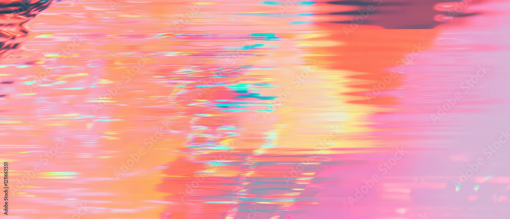Poster colorful ripples and digital distortion create a vibrant abstract background