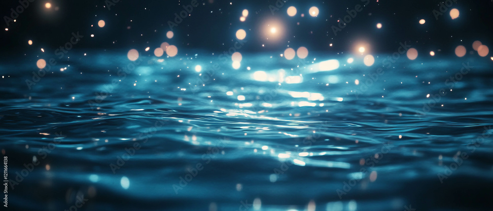 Aufkleber ripples on water create a serene and mystical atmosphere under moonlight