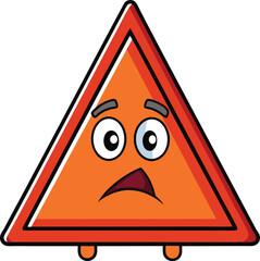 warning triangle attention sign cartoon