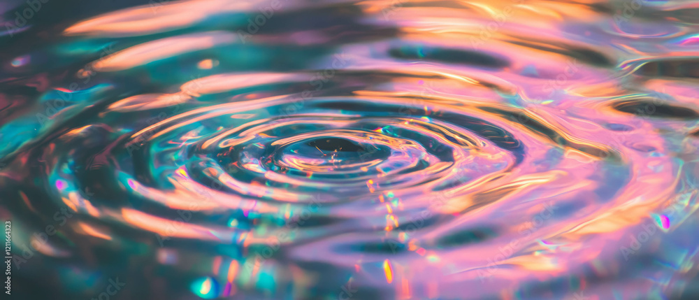 Poster vibrant abstract ripples reflecting colors in water with artistic expression
