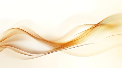 Abstract Golden Waves Flowing Across White Background