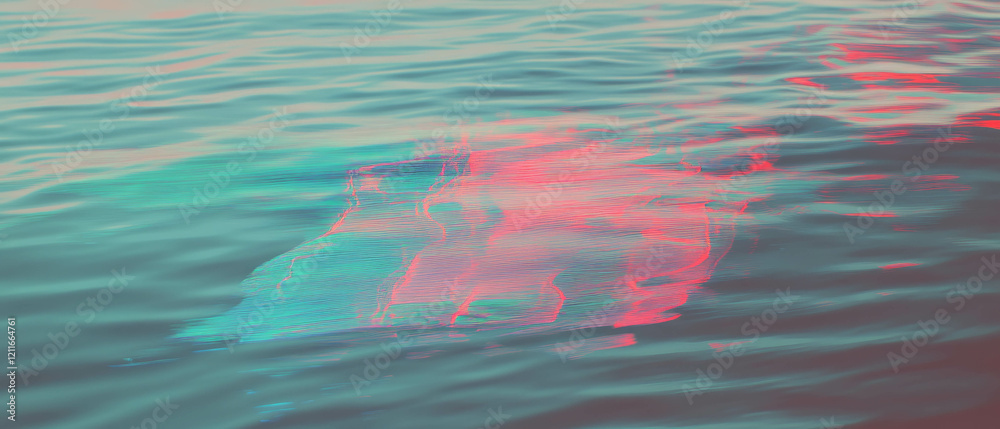 Poster rippling water surface with digital noise creating a modern abstract aesthetic