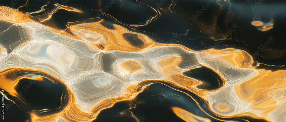 Poster exploring the intricate beauty of rippling water with vibrant fractal patterns