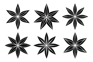 Star Anise Spice Icon silhouette set design. Star Anise Herbs and Spice Icon