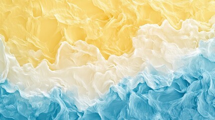 A closeup of the wave with an abstract texture in shades of blue yellow and white