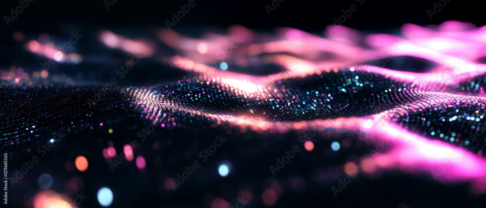 Aufkleber Dynamic simulation of water ripples with vibrant particle interactions in an abstract setting