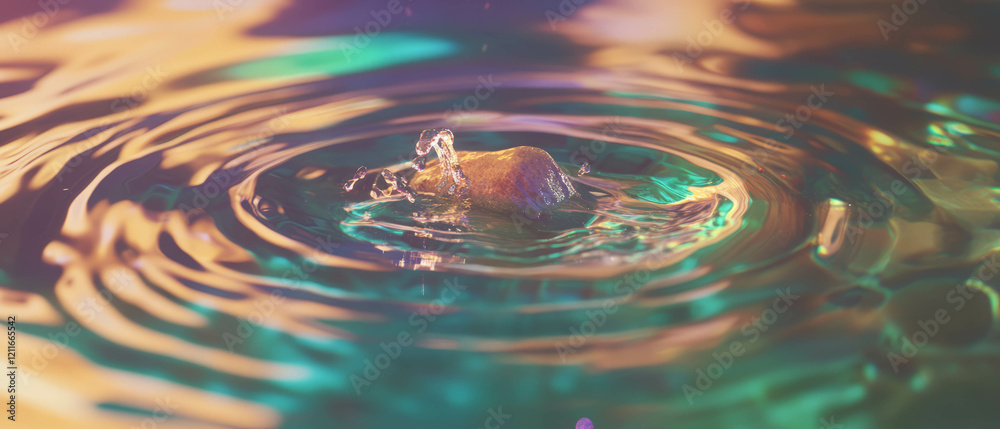 Aufkleber Rippling water dynamics with rocks creating waves and vibrant interactions