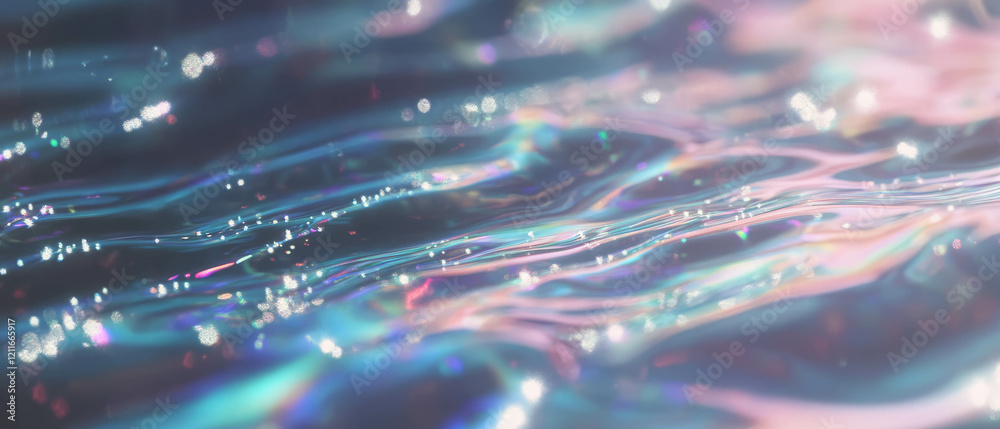 Aufkleber Ripples reflecting light on a shimmering surface with sparkling highlights