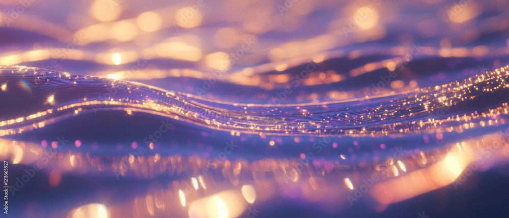 Poster ripples reflecting light with shimmering surfaces and sparkling highlights at dusk