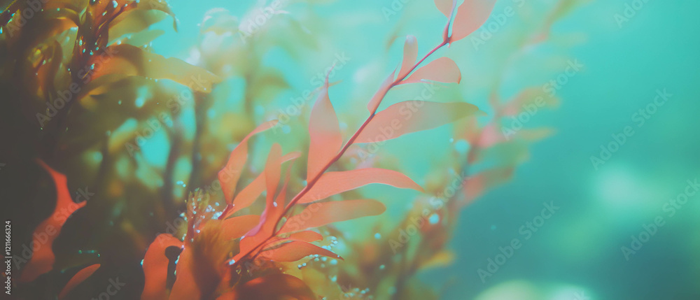 Poster abstract seaweed and mermaid texture background creating a natural marine environment