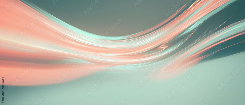 Poster Calm abstract background with slow-moving digital waves and empty central space for design use