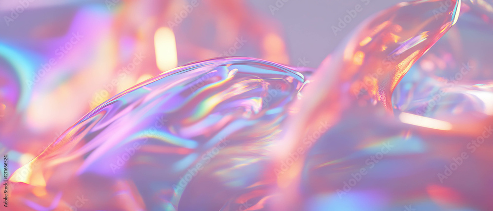 Poster soft holographic abstract shapes with a clear central area for modern design