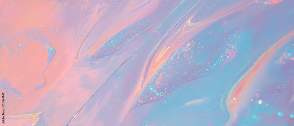 Poster soft holographic paint creates an artistic abstract background with clear areas for design