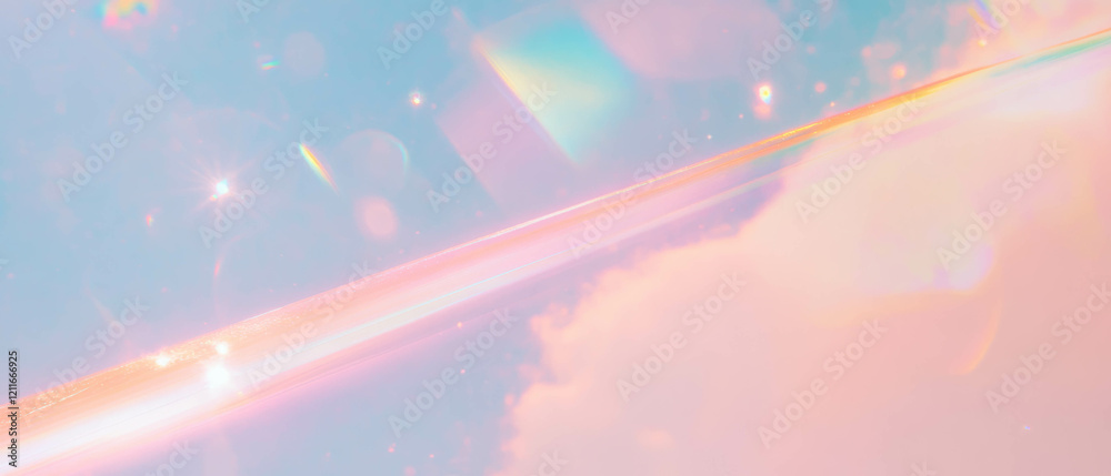 Poster abstract holographic textures with complex design elements in soft pastel colors