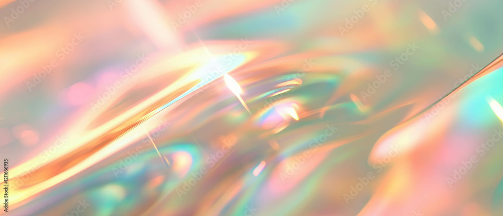 Poster Soft holographic waves create a serene background with an empty center for design purposes