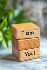Thank you wooden blocks indoor setting decorative item calm vibe