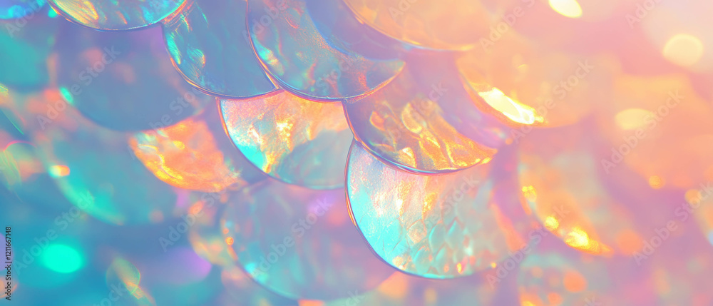 Poster Sunlit mermaid scales creating a vibrant abstract background for branding