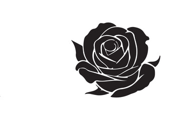 Rose Black Color Silhouette and Rose Flower Vector 