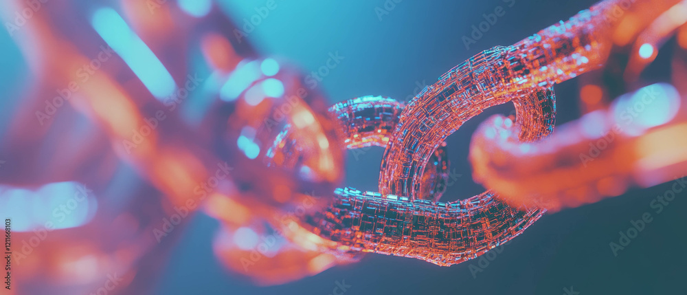 Poster Wavy blockchain lines create an abstract digital landscape with dynamic messaging area