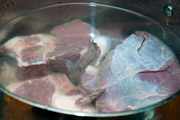 meat in not boiling water