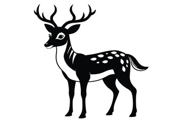 Fototapeta premium black and white deer white background