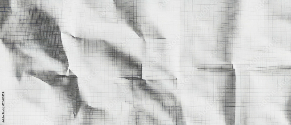 Poster Soft texture of light gray grid paper exhibiting creased surface and central empty space